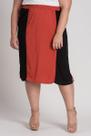 Saia Feminina Plus Size Viscose Elastano Cores Contrastantes - Cereja Rosa