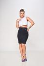 Saia Feminina Sarja Lápis Moda Evangélica Max Denim Cos Alto