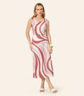 Saia Feminina Super Midi Evasê Estampada Endless Rosa