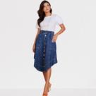 Saia gode assimetrica com faixa titanium jeans