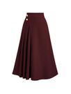 Saia GORGLITTER Flowy Plissada Maxi A-Line Borgonha para mulheres