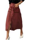 Saia Happy Sailed Faux Suede A Line vermelha para mulheres