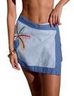 Saia Huaqiao Bordada Wrap Mini Summer: algodão, linho, azul