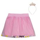 Saia Infantil Tule com Pompons, Rosa, 3 Anos, Gaga Baby