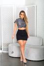 Saia Jeans Cargo Preto Feminino Cintura Alta Com bolsos Laterais Empina Bumbum 38 ao 48 Mini Saia Sem Lycra