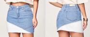 Saia Jeans com detalhes de tonalidades e geométricas
