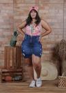 Saia jeans com lycra e cinta modeladora