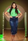 Saia Jeans Com Lycra Longa Cintura Alta Feminina Moda Cristã Evangélica Secretaria 38 ao 46