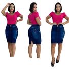 Saia Jeans Com Lycra Moda Evangélica Saia Jeans Com Lycra Moda Evangélica