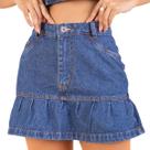 Saia Jeans Curta Babado Cintura Alta Barra Feita - Magalu Marketplace