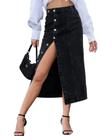 Saia jeans Dvaemalligo preta elástica de cintura alta para mulheres