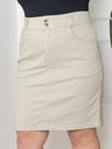 Saia jeans Evangélica Sarja Plus Size Cintura Alta Bege Saia jeans Evangélica Sarja Plus Size Cintura Alta Bege