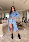 Saia jeans feminina, longa com aberto nas pernas, cumprimento mid, TAM 44