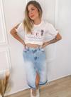 Saia Jeans Fenda Cós Alto