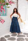 Saia Jeans Longa Feminina 3 Marias Com Elastico Na Cintura