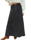 Saia jeans Maxi Loveings, elástica de cintura alta, patchwork Saia jeans Maxi Loveings, elástica de cintura alta, patchwork