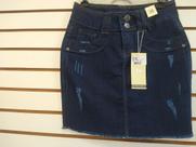 Saia jeans meia cocha desfiada