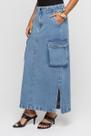 Saia Jeans Midi Cargo Doct Média Indigo Médio