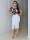 Saia Jeans Midi com Fenda: Estilo e Conforto em Jeans Branco Saia Jeans Midi com Fenda: Estilo e Conforto em Jeans Branco