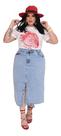 Saia Jeans Midi Plus Size Com Fenda / Premium Feminino
