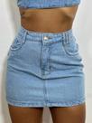 Saia Jeans Mini Saia Cintura Alta