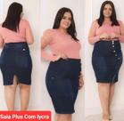 Saia Jeans Plus Size Moda Evangêlica Com Lycra Tamanho Grande 48 AO 54 Saia Jeans Plus Size Moda Evangêlica Com Lycra Tamanho Grande 48 AO 54