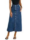 Saia jeans utcoco de cintura alta Jean Midi em linha A com bolso