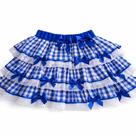 Saia Junina de Luxo Adulto Xadrez Vermelho e Azul com Laços e Renda Saia Junina de Luxo Adulto Xadrez Vermelho e Azul com Laços e Renda