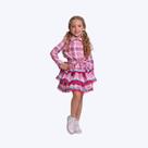 Saia Junina Xadrez Rosa com Babados e Renda Infantil Menina Muvile 6024