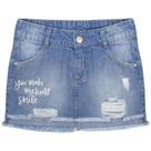 Saia Juvenil Look Jeans c/ Puídos Jeans - UNICA - 16