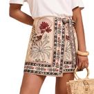 Saia Keeliya Wrap Mini Boho com estampa floral feminina de cintura alta