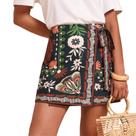 Saia Keeliya Wrap Mini Boho com estampa floral feminina de cintura alta