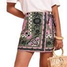 Saia Keeliya Wrap Mini Boho com estampa floral feminina de cintura alta