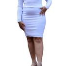 Saia Lápis Mídy Basica Elegante Tecido Bengaline Plus Size - Branca