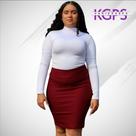 Saia Lápis Mídy Basica Elegante Tecido Bengaline Plus Size - Vinho Marsala