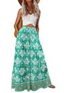 Saia Lepunuo Floral Maxi de cintura alta com bolsos para mulheres