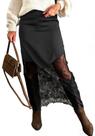 Saia LETSVDO, renda longa, cetim, sedosa, transparente, patchwork para mulheres