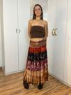 Saia longa 3 marias em viscose com crochê estampado tamanho p/m