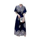 Saia Longa Casual Elegante De Verão Com Estampa E Cintura Elástica Em V Para Mulheres Estilo Retrô Saia Longa Casual Elegante De Verão Com Estampa E Cintura Elástica Em V Para Mulheres Estilo Retrô