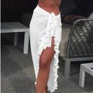 Saia Longa Com Babados Em 5 Cores Para Mulheres, Vestido De Praia De Verão Com Proteção Solar