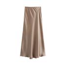 Saia Longa De Cetim Elegante De Cintura Alta Para Mulheres, Saia Reta Sedosa Estilo Vintage Moda Saia Longa De Cetim Elegante De Cintura Alta Para Mulheres, Saia Reta Sedosa Estilo Vintage Moda