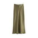 Saia Longa De Cetim Elegante De Cintura Alta Para Mulheres, Saia Reta Sedosa Estilo Vintage Moda