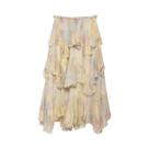 Saia Longa De Chiffon Com Estampa Floral Vintage De Cintura Alta Para Mulheres, Saia Boho Para