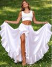 Saia Longa de Dança do Ventre de Cetim Colorido de Luxo Cor:Branco