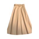 Saia Longa De material sintético Com Cintura Alta E Cinto, Saia Rodada Para Mulheres, Moda Outono