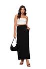 Saia Longa de Viscolycra com Bolsos Preto Saia Longa de Viscolycra com Bolsos Preto