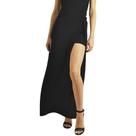 Saia Longa Em Crepe Fenda Lateral com Shorts Preto P