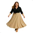 Saia Longa Evase com Cinto Bolsos Marrant GG ao G3 Plus Size Saia Longa Evase com Cinto Bolsos Marrant GG ao G3 Plus Size