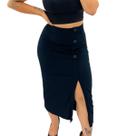 Saia Longa Feminina Cós Alto Fenda Lateral Envelope Saia Longa Feminina Cós Alto Fenda Lateral Envelope