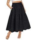 Saia longa feminina de verão CARCOS preta floral 5XL